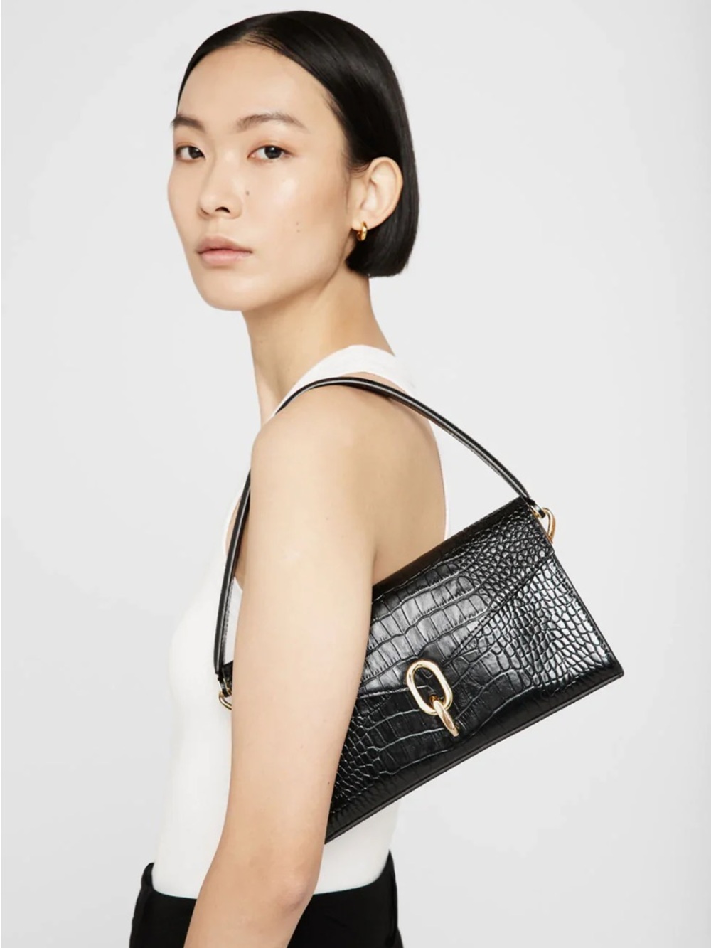 ANINE BING Colette Bag - Black Croc (NWT)